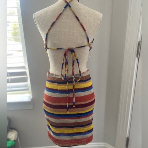 Fashion Nova “Baja Babe” Crochet Multicolor Striped Mini Dress - Picture 12 of 15